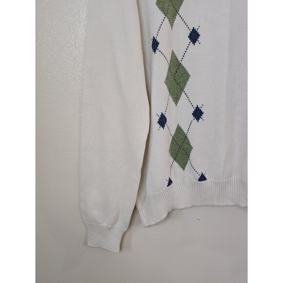 Lyle & Scott Argyle Pullover Sweater Mens Size Large Combed Cotton V Neck Golf - Picture 5 of 9